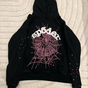 Black Hoodie with Pink Web Design